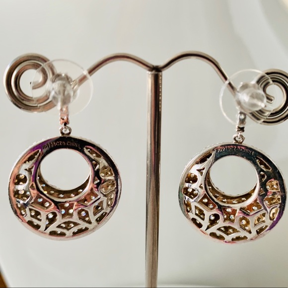 ❤️ Jean Dousset Sterling Silver 925 Pave CZ Dangle Earrings. Gorgeous - Picture 7 of 8